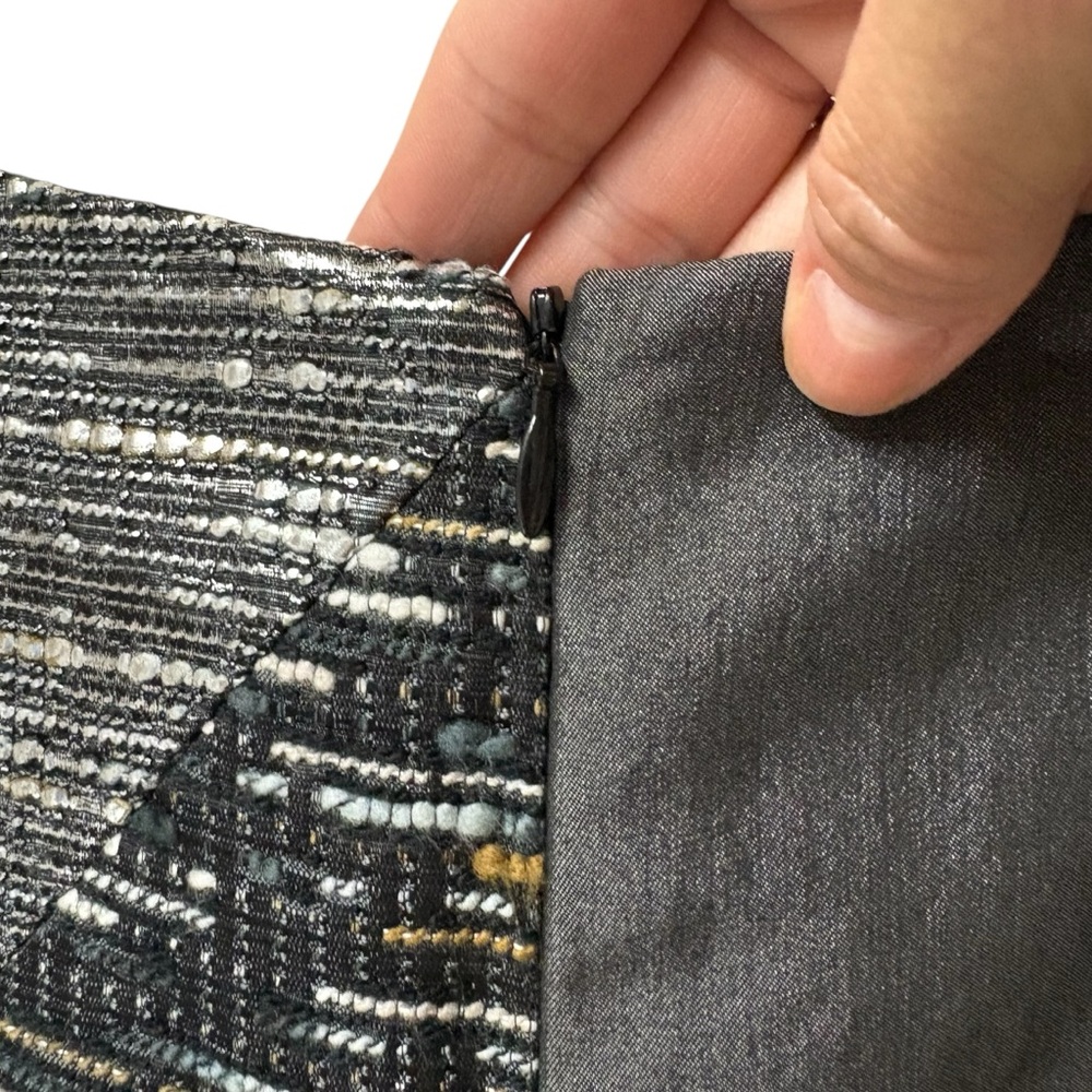 Nicole Miller Black Metallic Patchwork Tweed Leat… - image 7